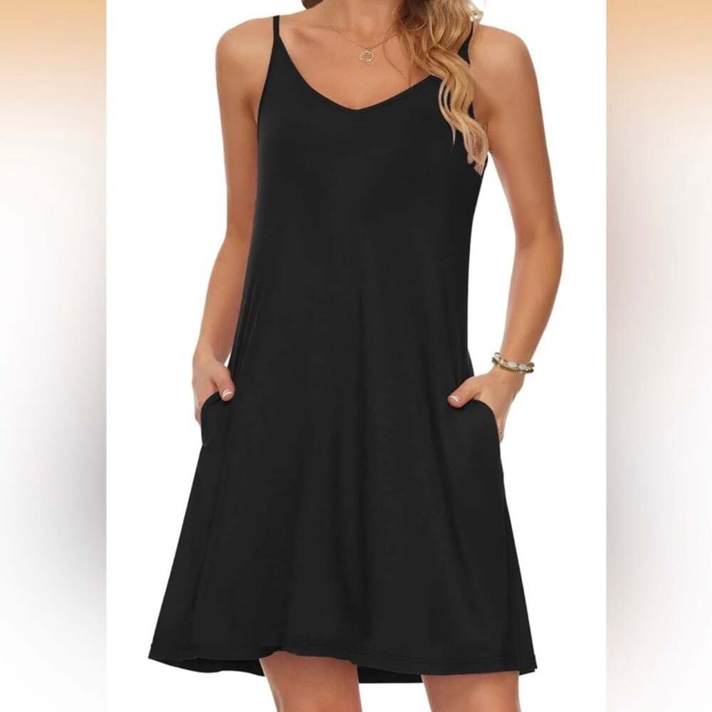 MISFAY Women's Summer Spaghetti Strap Casual Dress with Pockets